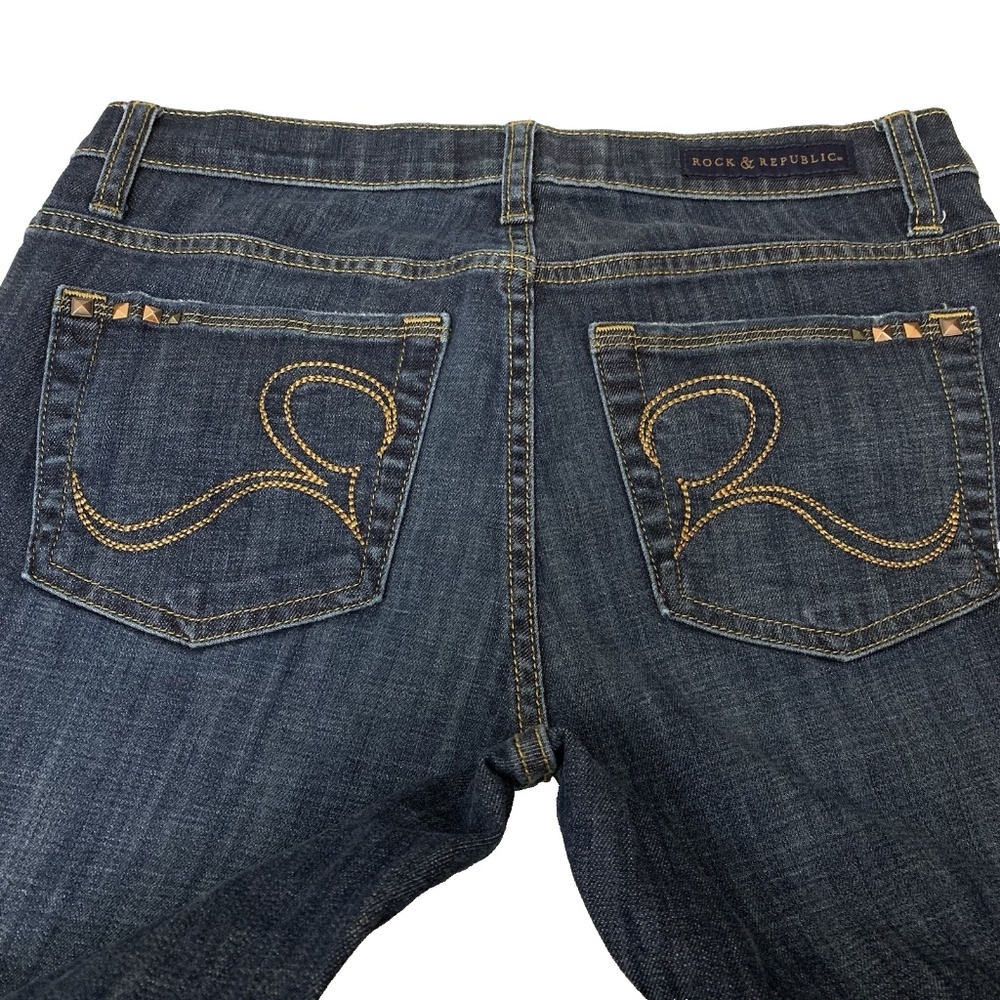 Rock & Republic jeans Women's 8 dark wash studded Sadie Straight Leg VTG cotton